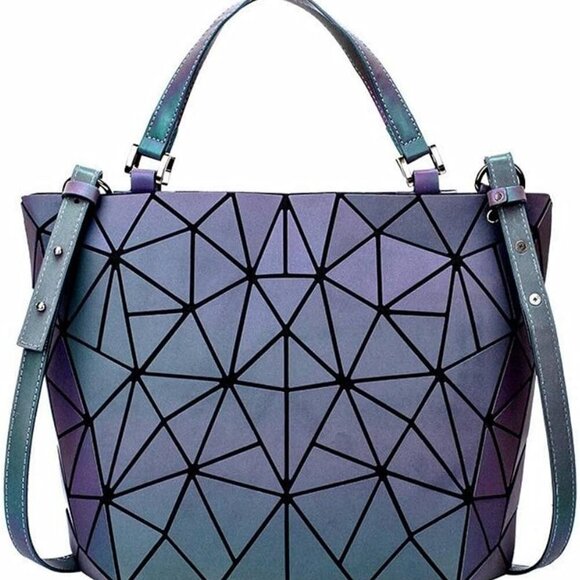 Holographic Luminous Geometric Backpacks Purse, Women Handbag Purse and Wallet f - Picture 1 of 6
